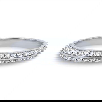 Two Row Knife Edge Diamond Wedding Band