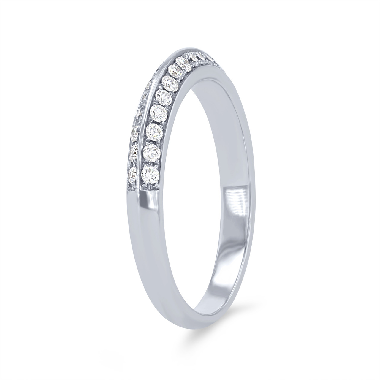 Two Row Knife Edge Diamond Wedding Band
