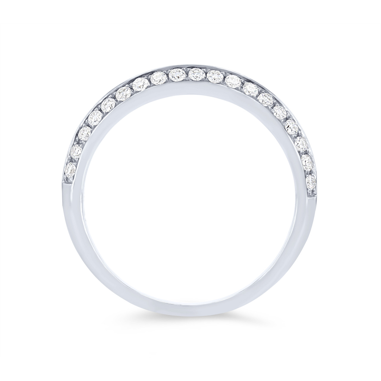 Two Row Knife Edge Diamond Wedding Band