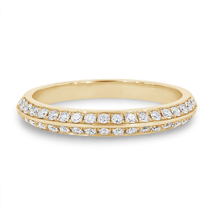 White Gold 14K Two Row Knife Edge Diamond Wedding Band