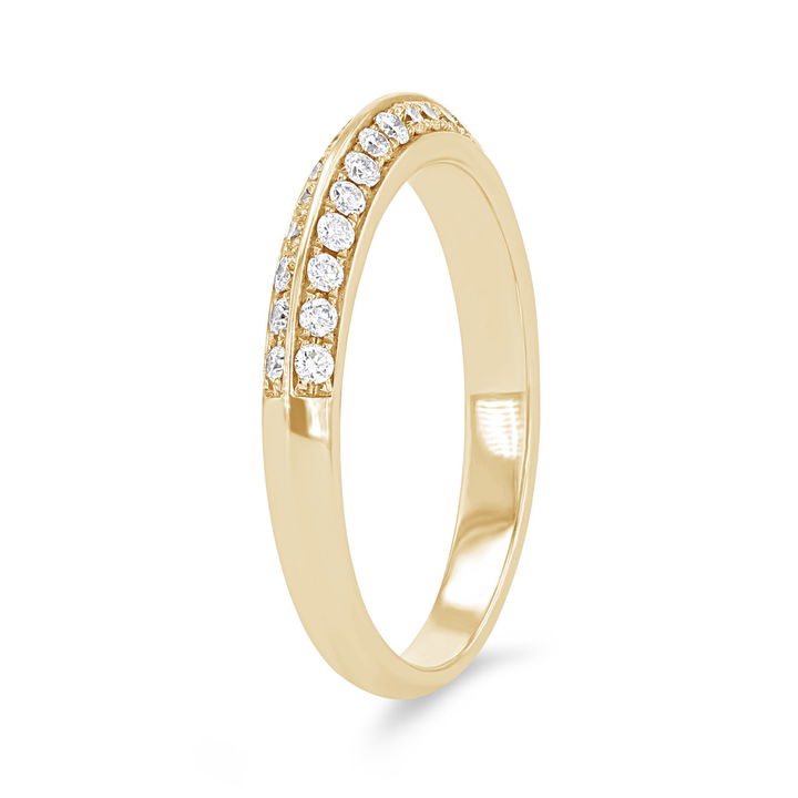 White Gold 14K Two Row Knife Edge Diamond Wedding Band