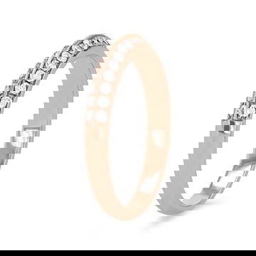 Two Row Knife Edge Diamond Wedding Band