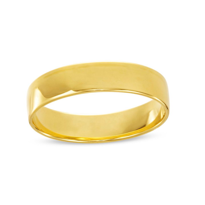 Flat Polished 5mm Wedding Band In Yellow Gold 14K