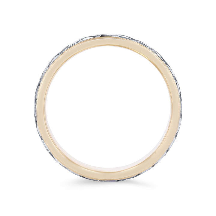 White Gold 14K Geometric Milgrain 7mm Wedding Band