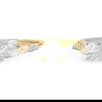 Three Stone Pear Diamond Beadset Engagement Setting