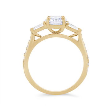 Three Stone Pear Diamond Beadset Engagement Setting