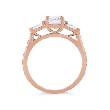 Three Stone Pear Diamond Beadset Engagement Setting