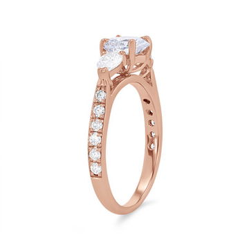 Three Stone Pear Diamond Beadset Engagement Setting