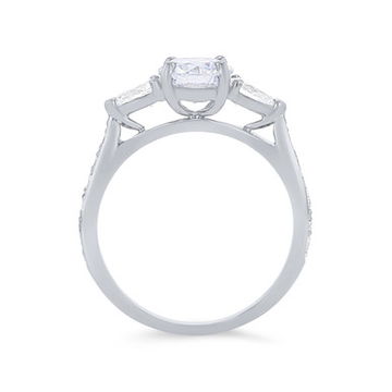 Three Stone Pear Diamond Beadset Engagement Setting