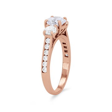 Three Stone Round Diamond Channel Engagement Setting