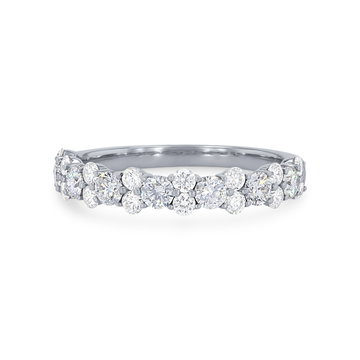 Alternating Diamond Wedding Band In White Gold 14K