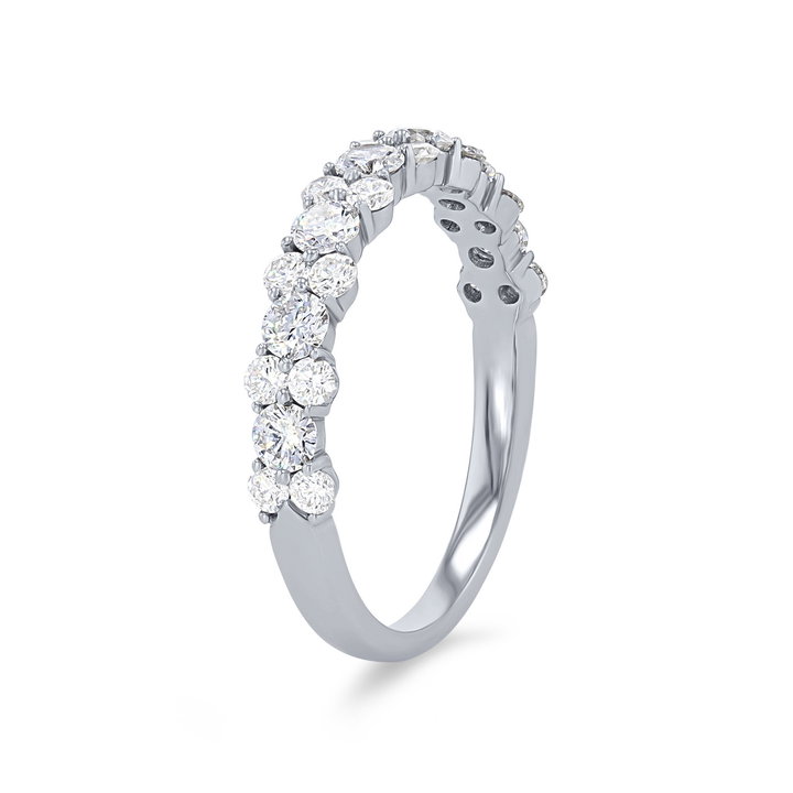 Alternating Diamond Wedding Band In White Gold 14K