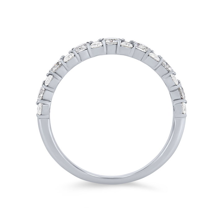 Alternating Diamond Wedding Band In White Gold 14K