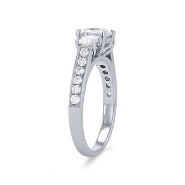 Three Stone Princess Diamond Beadset Engagement Setting
