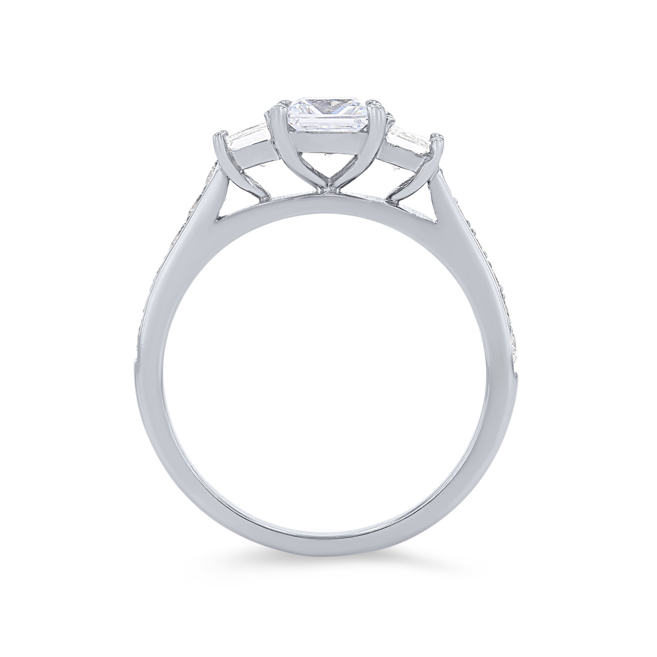 Three Stone Princess Diamond Beadset Engagement Setting