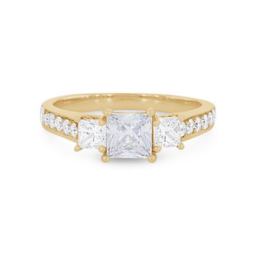 Three Stone Princess Diamond Beadset Engagement Setting