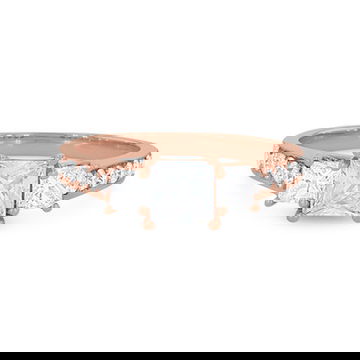 Three Stone Princess Diamond Beadset Engagement Setting