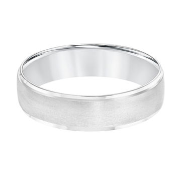 Matte with Polished Edge Wedding Band In White Gold 14K
