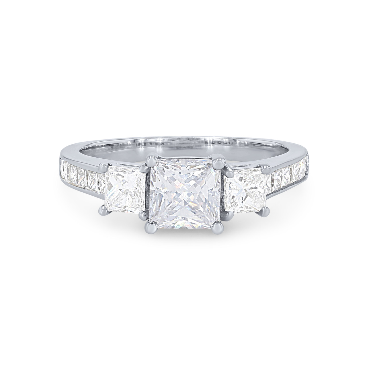 Three Stone Princess Diamond Channel Engagement Setting