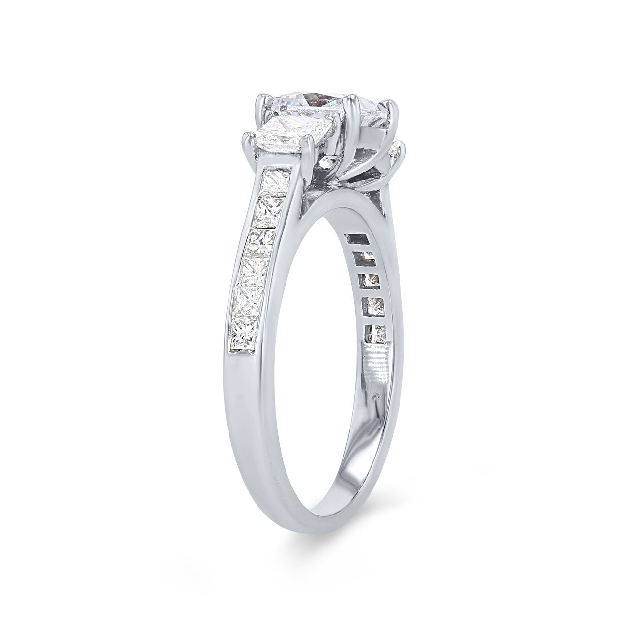 Three Stone Princess Diamond Channel Engagement Setting