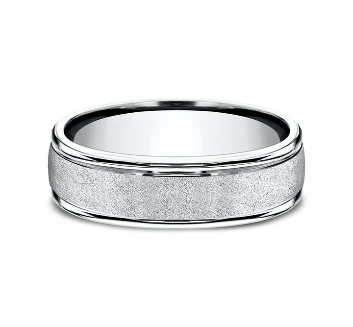 Platinum Matte Swirl Textured 6.5mm Wedding Band