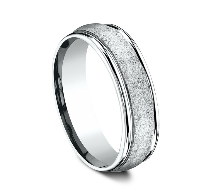 Platinum Matte Swirl Textured 6.5mm Wedding Band