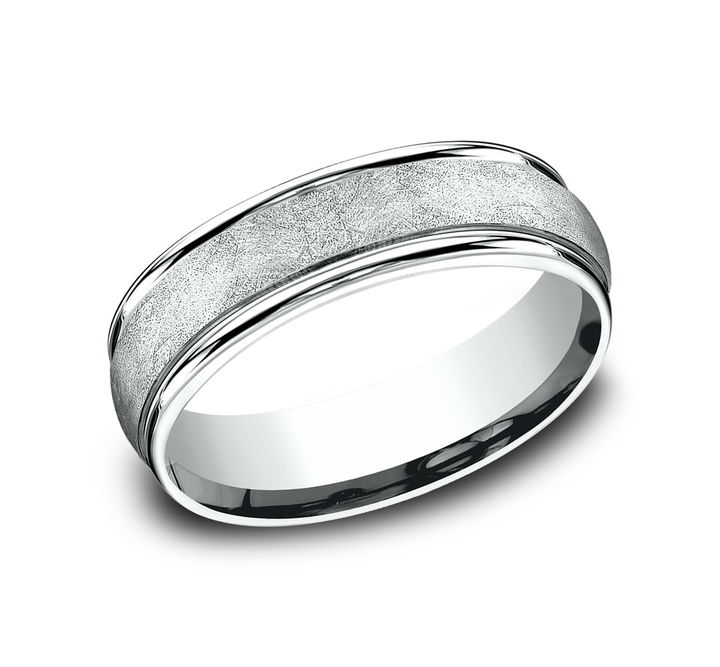 Platinum Matte Swirl Textured 6.5mm Wedding Band