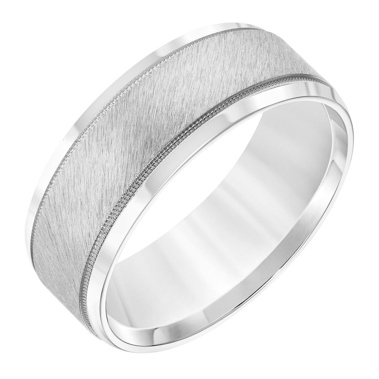 Matte Milgrain 8mm Wedding Band