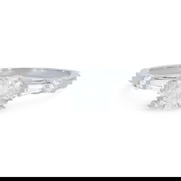 Three Stone Baguette and Round Diamond Engagement Setting
