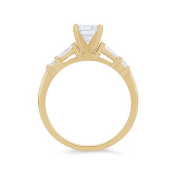 Three Stone Baguette and Round Diamond Engagement Setting