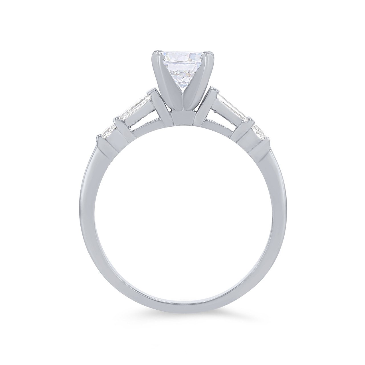 Three Stone Baguette and Round Diamond Engagement Setting