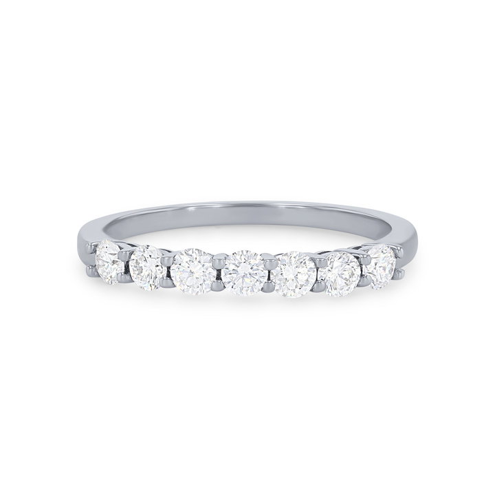 Seven Stone Diamond Wedding Band In White Gold 14K