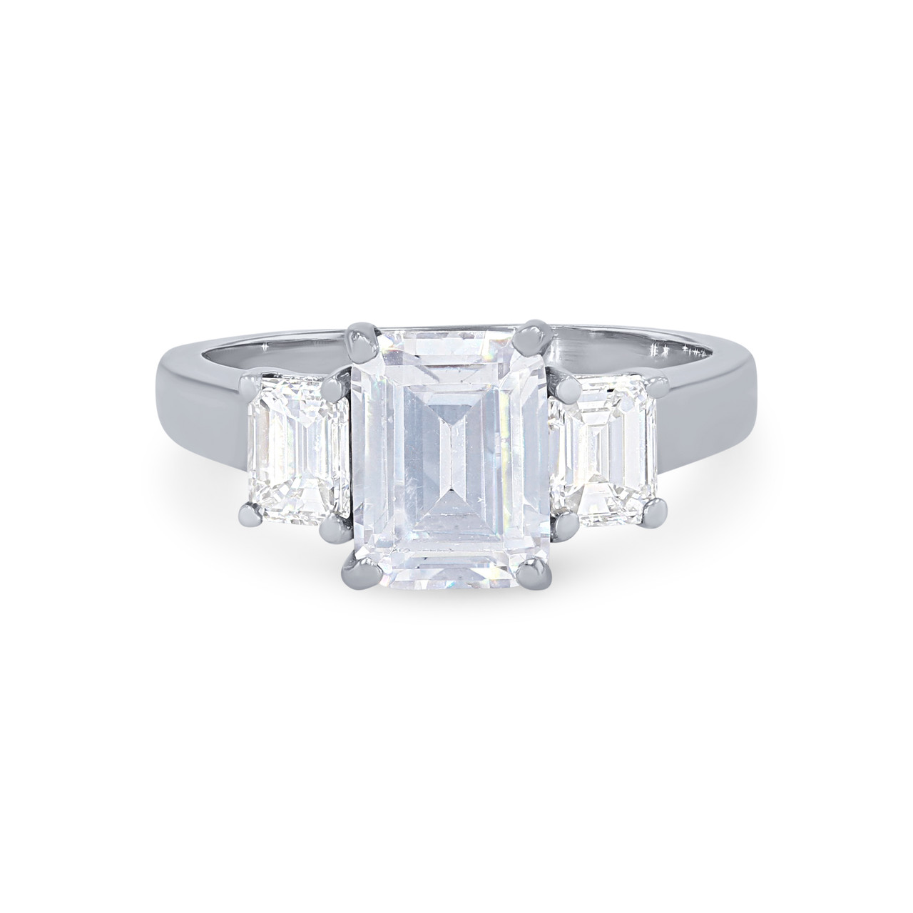 Three Stone Emerald Diamond Engagement Setting