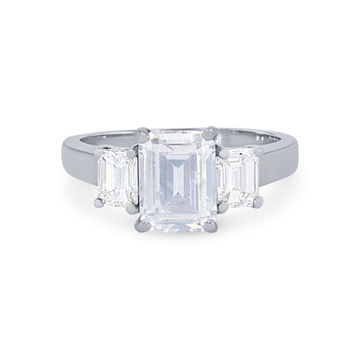 Three Stone Emerald Diamond Engagement Setting
