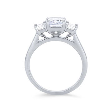Three Stone Emerald Diamond Engagement Setting