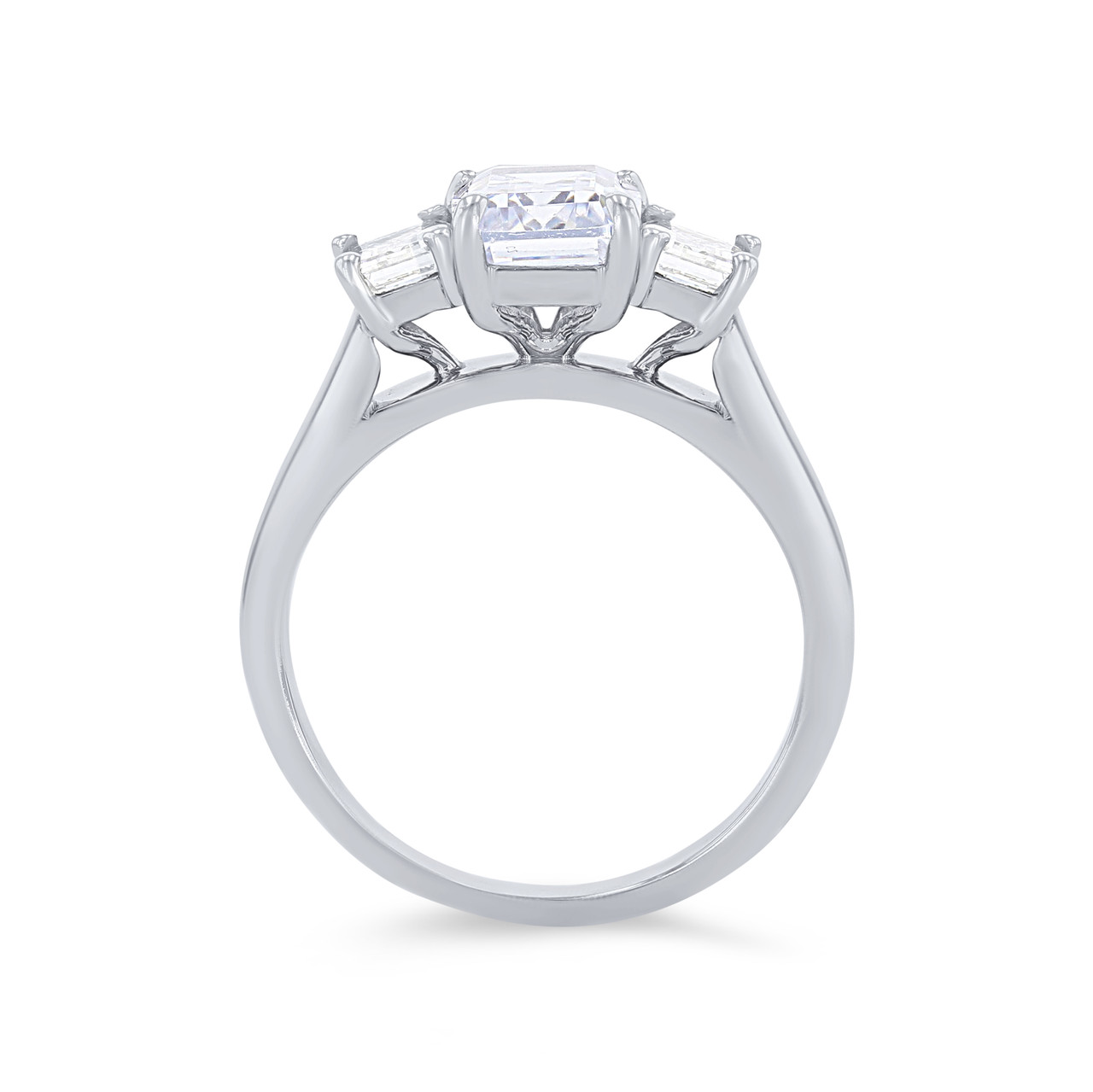 Three Stone Emerald Diamond Engagement Setting