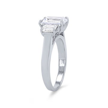 Three Stone Emerald Diamond Engagement Setting