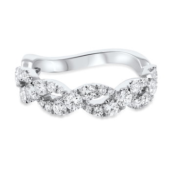 Graduated Diamond Open Twist Wedding Band In White Gold 14K