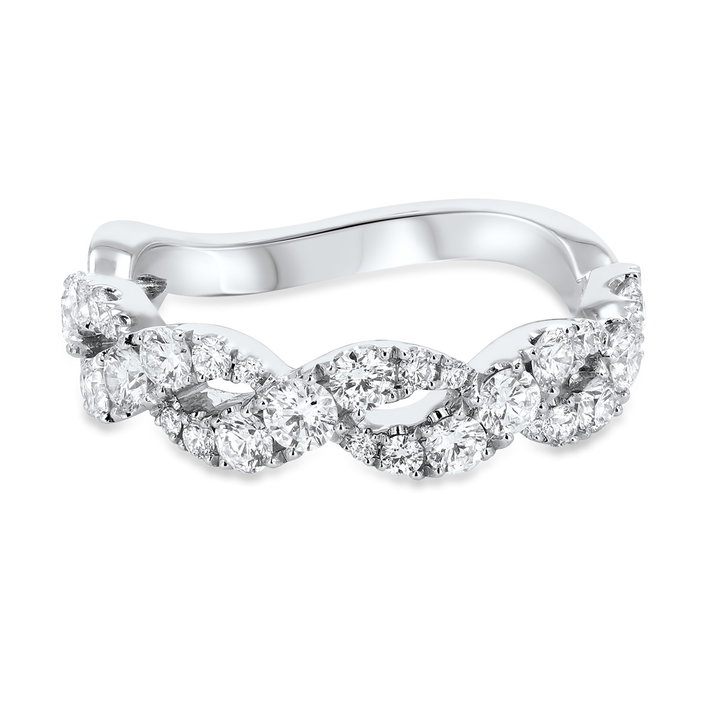 Graduated Diamond Open Twist Wedding Band In White Gold 14K