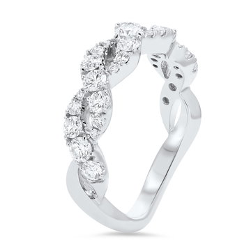 Graduated Diamond Open Twist Wedding Band In White Gold 14K