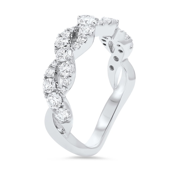 Graduated Diamond Open Twist Wedding Band In White Gold 14K