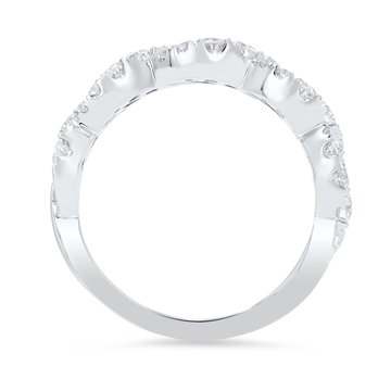 Graduated Diamond Open Twist Wedding Band In White Gold 14K