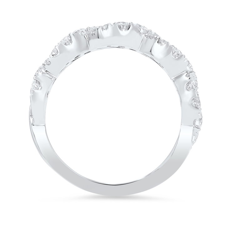 Graduated Diamond Open Twist Wedding Band In White Gold 14K