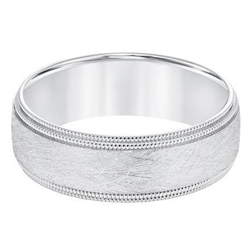 Textured Milgrain 7mm Wedding Band In White Gold 14K