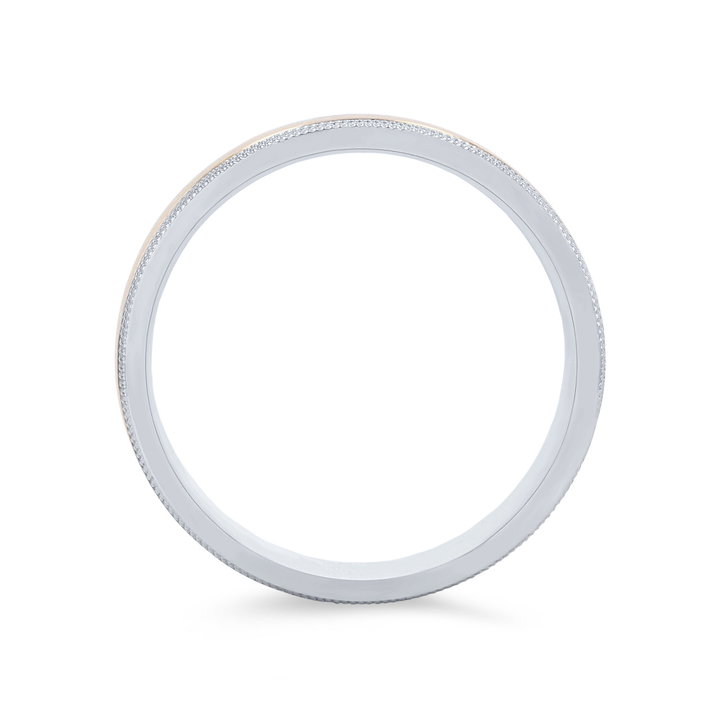 Matte Milgrain Edge 7mm Wedding Band In White And Yellow Gold 14K