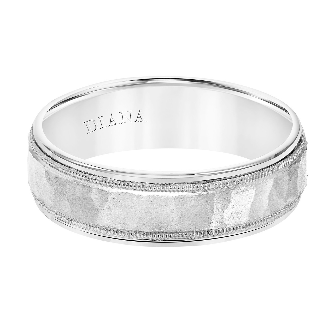 Hammered Milgrain Wedding Band
