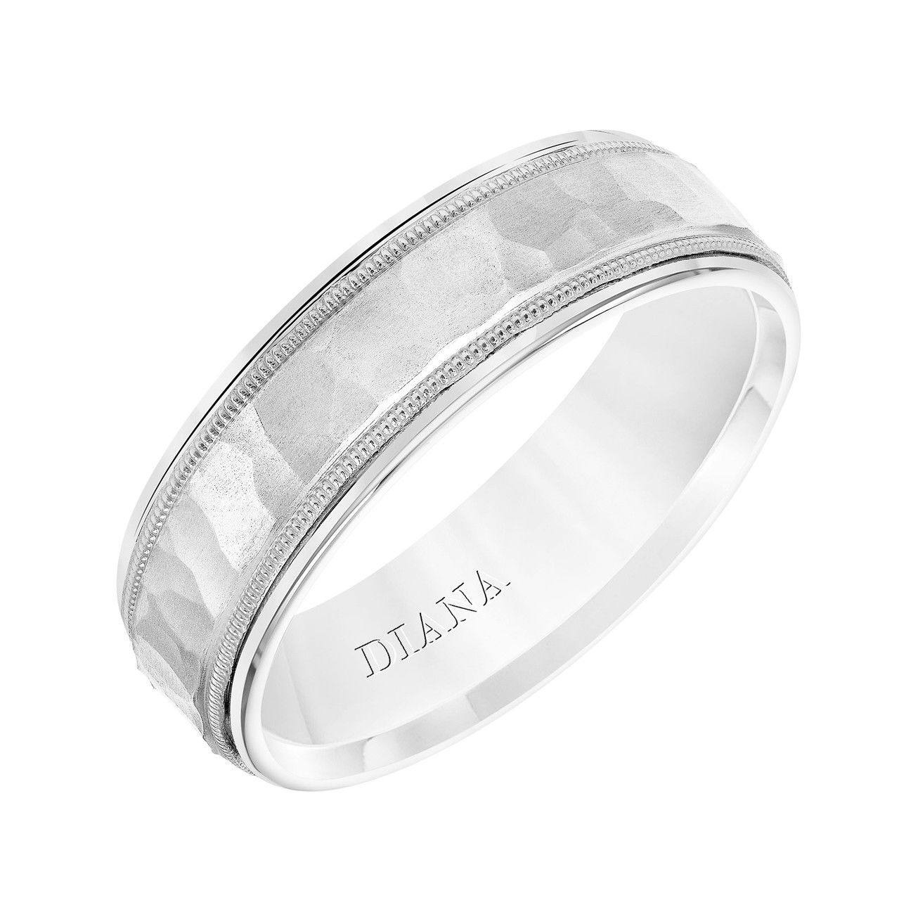 Hammered Milgrain Wedding Band