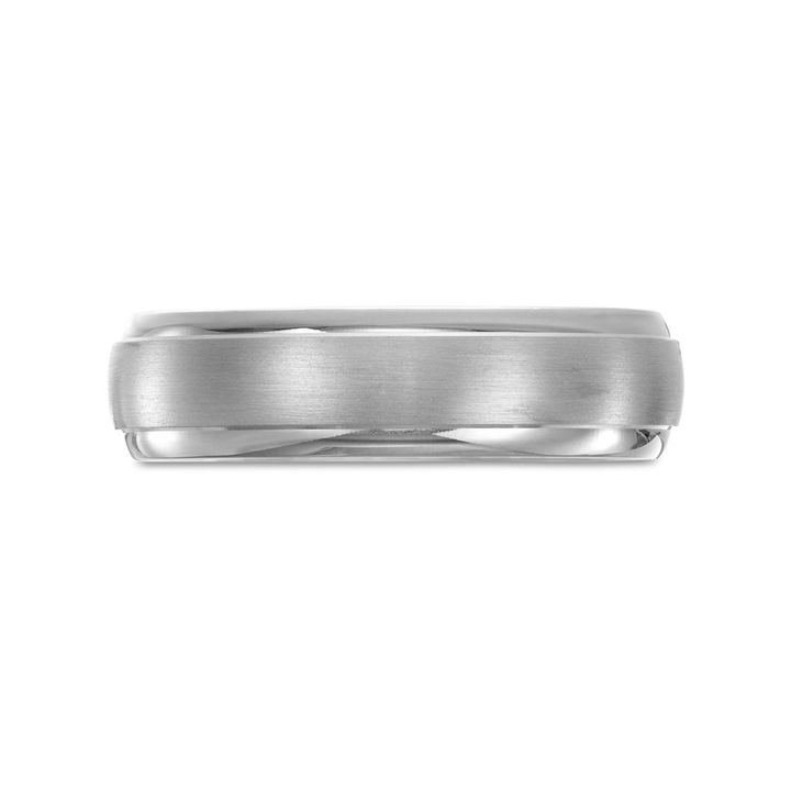 White Gold 14K Matte Polished Edge 6mm Wedding Band