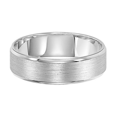 Wire Brushed Polished Edge 6mm Wedding Band