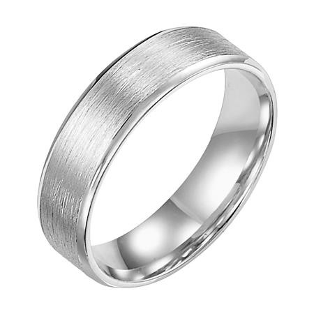 Wire Brushed Polished Edge 6mm Wedding Band